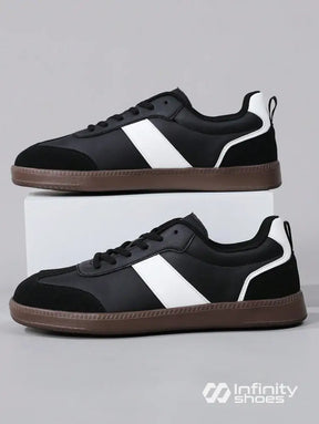 Tênis Casual Com Detalhes Em Camurça E Solado Emborrachado Preto / 36 Tênis Casual Com Detalhes Em Camurça E Solado