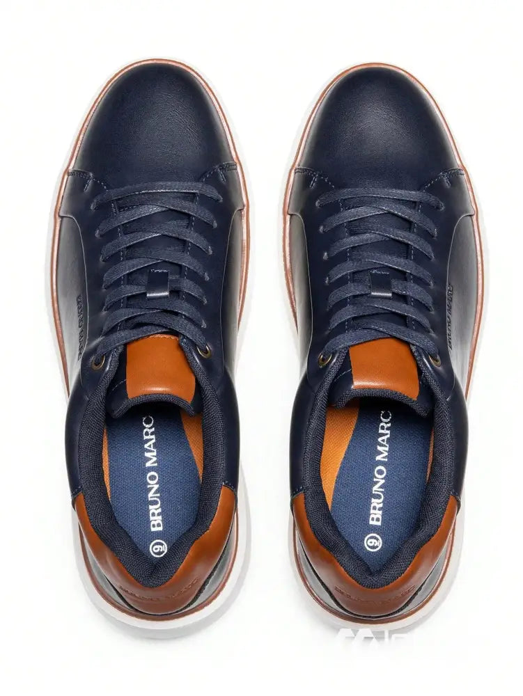 Tênis Casual Couro Com Solado Alto Confortável Tênis Casual Couro Com Solado Alto Confortável