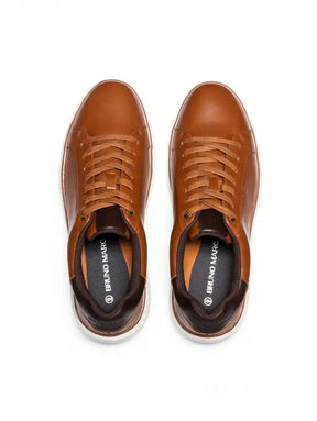 Tênis Casual Couro Com Solado Alto Confortável Tênis Casual Couro Com Solado Alto Confortável