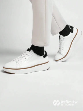 Tênis Casual Couro Com Solado Alto Confortável Tênis Casual Couro Com Solado Alto Confortável