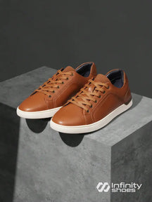 Tênis Casual Couro Com Solado Baixo Resistente Marrom / 36 Tênis Casual Couro Com Solado Baixo Resistente