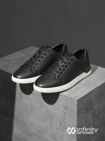 Tênis Casual Couro Com Solado Baixo Resistente Preto / 36 Tênis Casual Couro Com Solado Baixo Resistente