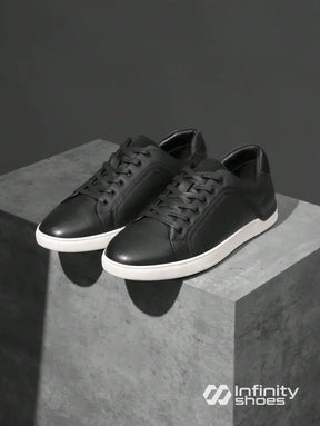 Tênis Casual Couro Com Solado Baixo Resistente Preto / 36 Tênis Casual Couro Com Solado Baixo Resistente