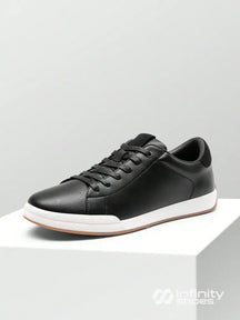 Tênis Casual Couro Design Minimalista Solado Resistente Preto / 36 Tênis Casual Couro Design Minimalista Solado