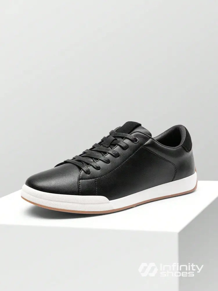 Tênis Casual Couro Design Minimalista Solado Resistente Preto / 36 Tênis Casual Couro Design Minimalista Solado