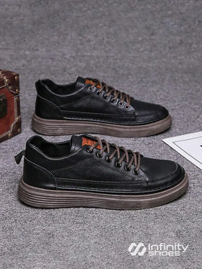 Tênis Casual Couro Sintético Com Solado Alto Estruturado Preto / 36 Tênis Casual Couro Sintético Com Solado Alto