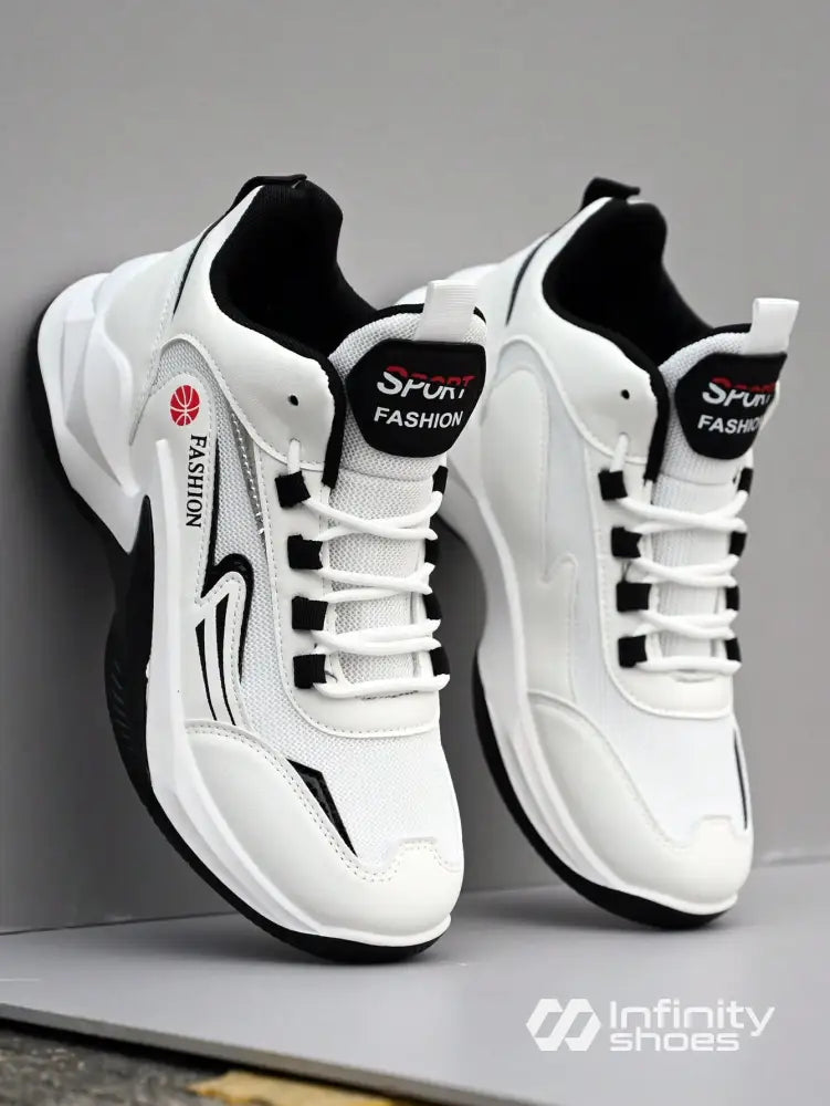 Tênis Casual Design Esportivo Recortes Modernos Branco / 36 Tênis Casual Design Esportivo Recortes Modernos