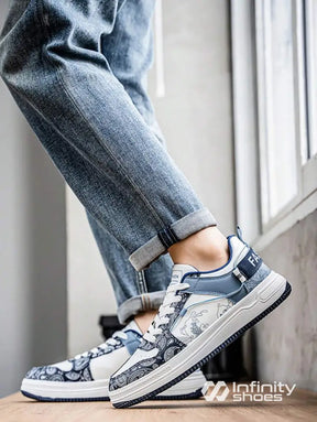 Tênis Casual Estampado Com Perfurações E Solado Resistente Tênis Casual Estampado Com Perfurações E Solado Resistente