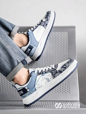 Tênis Casual Estampado Com Perfurações E Solado Resistente Tênis Casual Estampado Com Perfurações E Solado Resistente