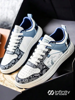 Tênis Casual Estampado Com Perfurações E Solado Resistente Azul / 36 Tênis Casual Estampado Com Perfurações E Solado