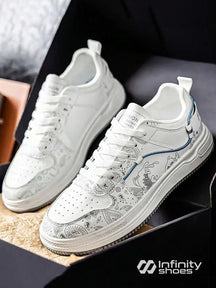 Tênis Casual Estampado Com Perfurações E Solado Resistente Branco / 36 Tênis Casual Estampado Com Perfurações E Solado