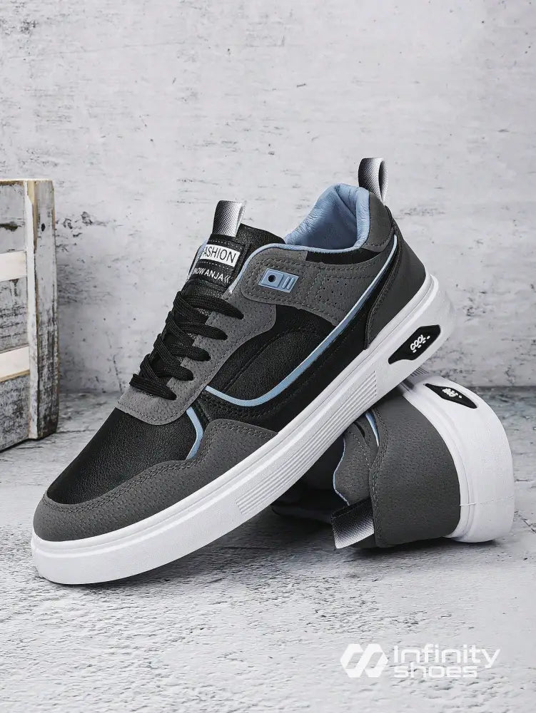 Tênis Casual Multimaterial Com Detalhes Em Camurça E Solado Grosso Tênis Casual Multimaterial Com Detalhes Em Camurça E