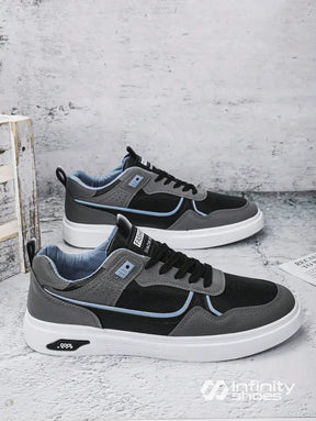 Tênis Casual Multimaterial Com Detalhes Em Camurça E Solado Grosso Tênis Casual Multimaterial Com Detalhes Em Camurça E