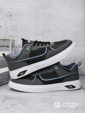 Tênis Casual Multimaterial Com Detalhes Em Camurça E Solado Grosso Tênis Casual Multimaterial Com Detalhes Em Camurça E