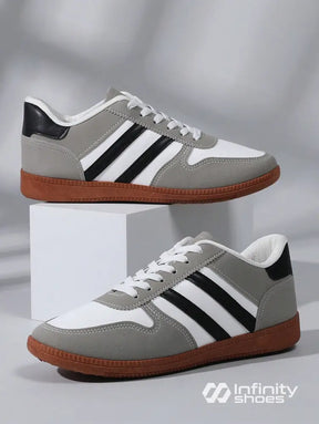 Tênis Casual Retrô Com Detalhes Em Camurça E Solado Emborrachado Tênis Casual Retrô Com Detalhes Em Camurça E Solado