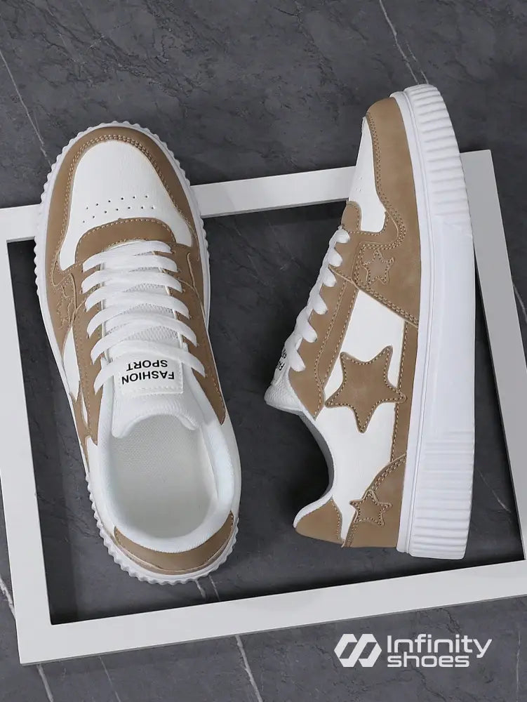 Tênis Casual Sintético Com Aplicações E Solado Grosso Tênis Casual Sintético Com Aplicações E Solado Grosso