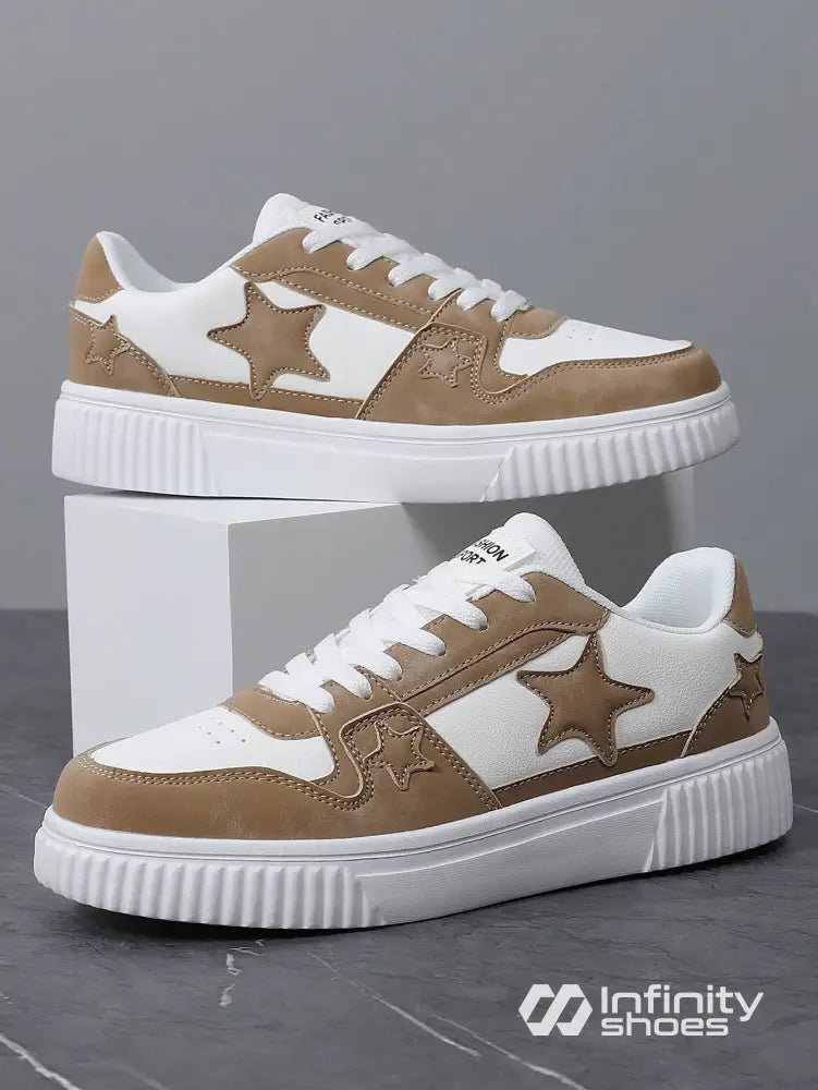 Tênis Casual Sintético Com Aplicações E Solado Grosso Tênis Casual Sintético Com Aplicações E Solado Grosso