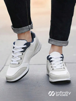 Tênis Casual Sintético Com Detalhes Em Camurça E Solado Leve Tênis Casual Sintético Com Detalhes Em Camurça E Solado