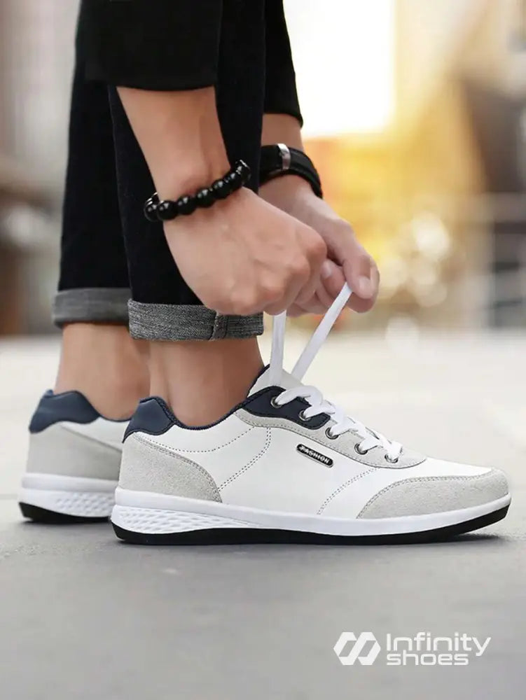 Tênis Casual Sintético Com Detalhes Em Camurça E Solado Leve Branco / 36 Tênis Casual Sintético Com Detalhes Em Camurça