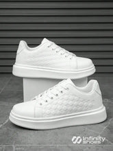 Tênis Casual Sintético Com Textura Lateral E Solado Plataforma Branco / 36 Tênis Casual Sintético Com Textura Lateral E