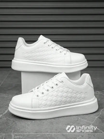 Tênis Casual Sintético Com Textura Lateral E Solado Plataforma Branco / 36 Tênis Casual Sintético Com Textura Lateral E
