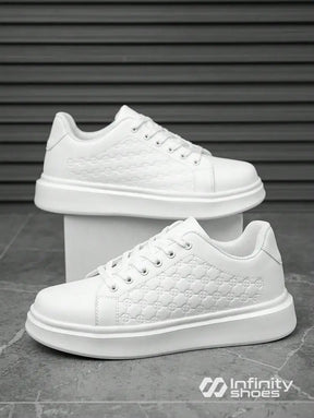 Tênis Casual Sintético Com Textura Lateral E Solado Plataforma Branco / 36 Tênis Casual Sintético Com Textura Lateral E