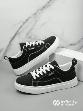 Tênis Casual Tecido Com Costura Contrastante E Solado Grosso Tênis Casual Tecido Com Costura Contrastante E Solado