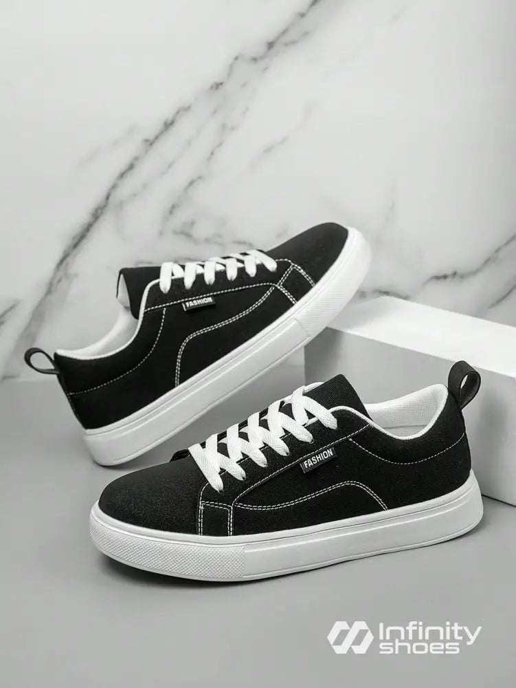 Tênis Casual Tecido Com Costura Contrastante E Solado Grosso Tênis Casual Tecido Com Costura Contrastante E Solado