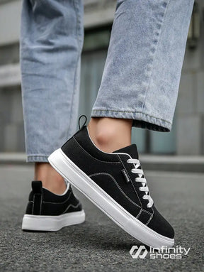 Tênis Casual Tecido Com Costura Contrastante E Solado Grosso Tênis Casual Tecido Com Costura Contrastante E Solado