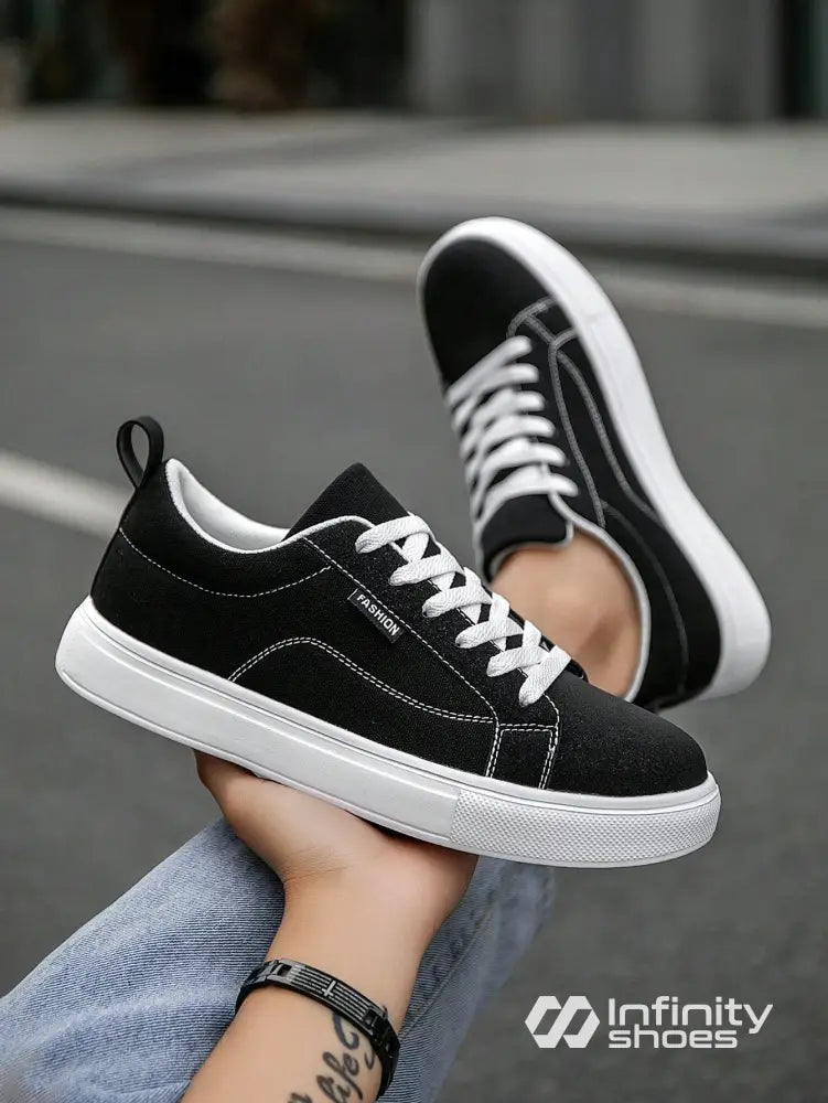 Tênis Casual Tecido Com Costura Contrastante E Solado Grosso Tênis Casual Tecido Com Costura Contrastante E Solado