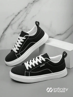 Tênis Casual Tecido Com Costura Contrastante E Solado Grosso Tênis Casual Tecido Com Costura Contrastante E Solado