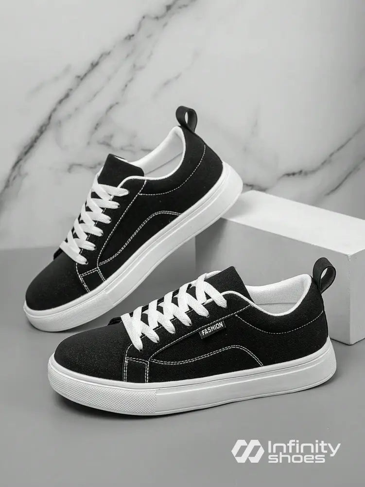 Tênis Casual Tecido Com Costura Contrastante E Solado Grosso Tênis Casual Tecido Com Costura Contrastante E Solado