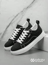 Tênis Casual Tecido Com Costura Contrastante E Solado Grosso Preto / 36 Tênis Casual Tecido Com Costura Contrastante E