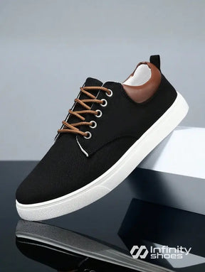 Tênis Casual Tecido Com Detalhe Em Couro E Solado Resistente Tênis Casual Tecido Com Detalhe Em Couro E Solado