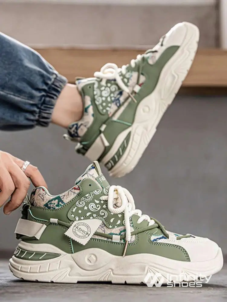 Tênis Chunky Cano Alto Visual Diferenciado Verde / 36 Tênis Chunky Cano Alto Visual Diferenciado