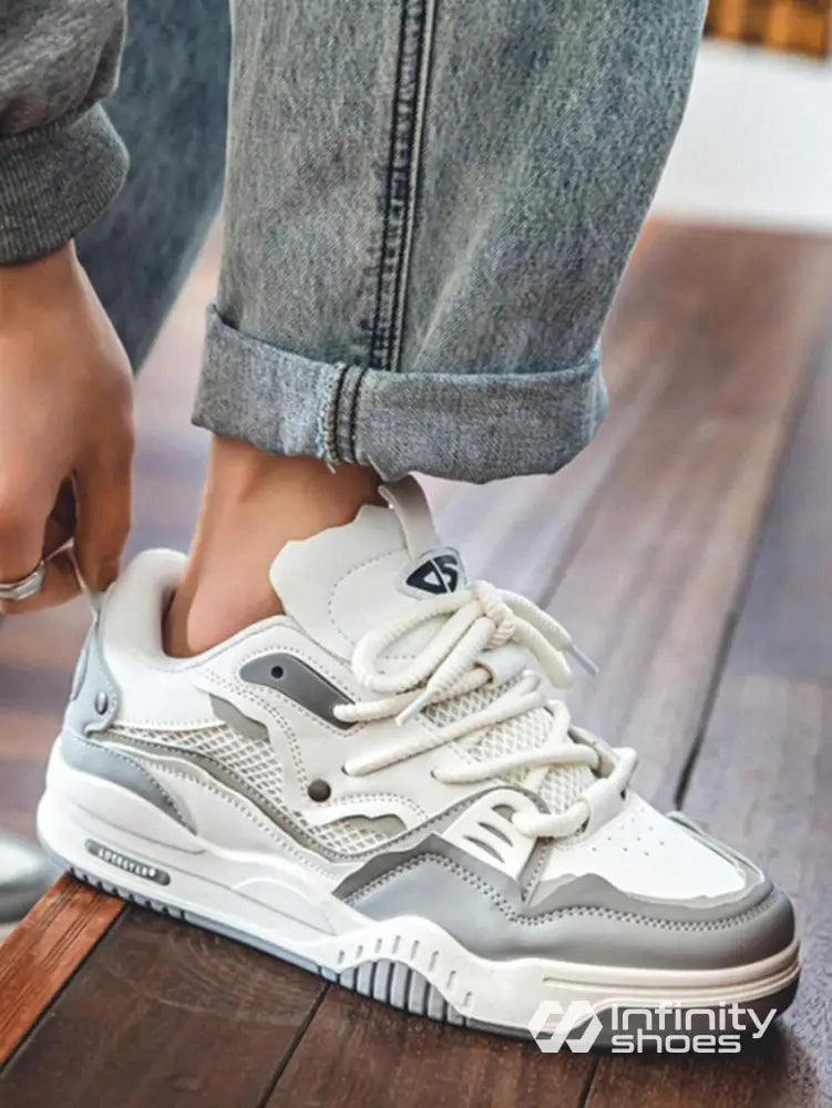 Tênis Chunky Cano Baixo Estilo Retrô Branco / 36 Tênis Chunky Cano Baixo Estilo Retrô