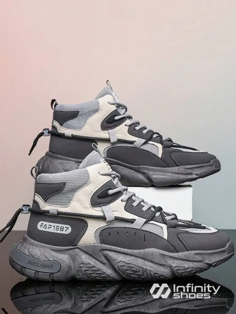 Tênis Chunky Cano Médio Com Solado Tratorado Cinza / 36 Tênis Chunky Cano Médio Com Solado Tratorado