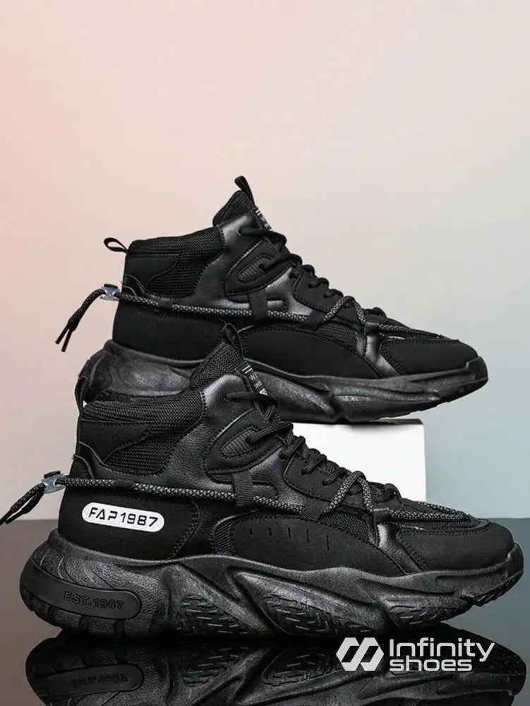 Tênis Chunky Cano Médio Com Solado Tratorado Preto / 36 Tênis Chunky Cano Médio Com Solado Tratorado