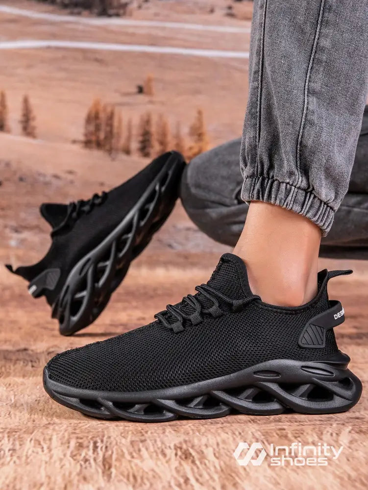 Tênis Corrida Design Futurista Entressola Flexível Preto / 36 Tênis Corrida Design Futurista Entressola Flexível