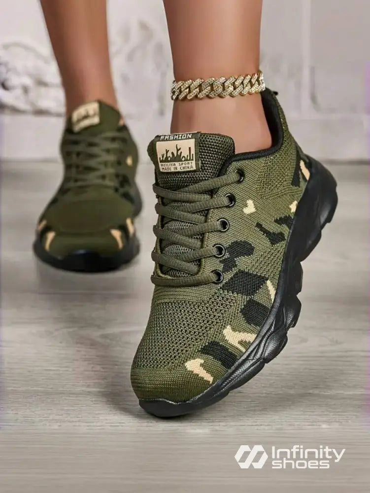 Tênis Corrida Estampado Camuflado Respirável Tênis Corrida Estampado Camuflado Respirável