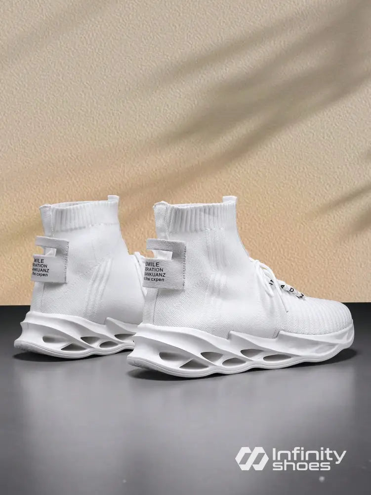 Tênis Corrida Knit Cano Alto Solado Vazado Tênis Corrida Knit Cano Alto Solado Vazado