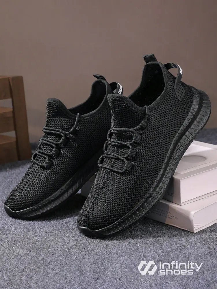 Tênis Corrida Knit Confortável Com Solado Flexível Preto / 36 Tênis Corrida Knit Confortável Com Solado Flexível