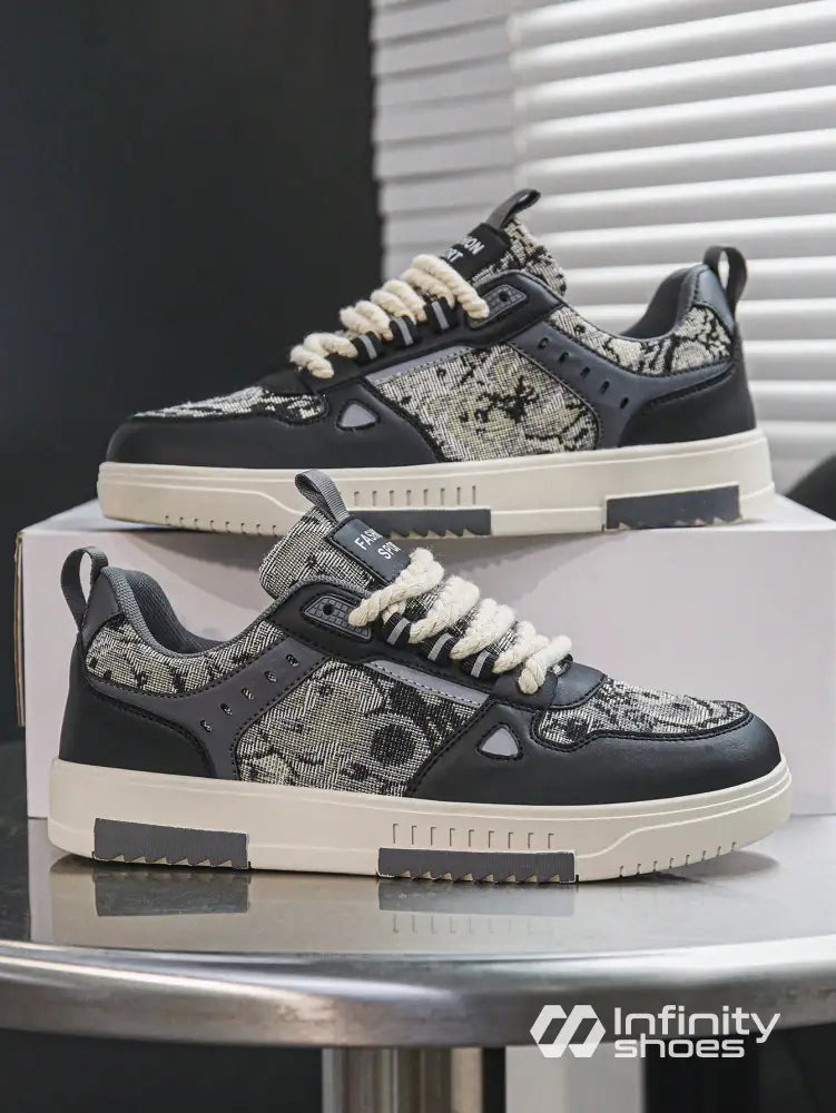 Tênis Street Estampado Casual Cano Baixo Detalhes Modernos Cinza / 36 Tênis Street Estampado Casual Cano Baixo Detalhes